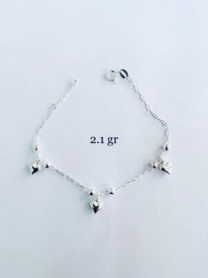 140.69 -  PULSEIRA DE PRATA CORAÇÕES DELICADOS