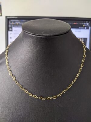 163.64 CORRENTE BANHADA CORAÇÃO 40CM 2g