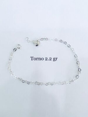 246.18 TORNOZELEIRA DE PRATA CORAÇÃO CORAÇÕES ENTRELAÇADOS