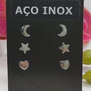 206.5 - BRINCO DE AÇO TRIO ESTRELA LUA E CORAÇÃO