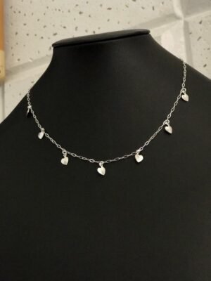 318.9 - CHOKER DE PRATA CORAÇÕES 2.9G