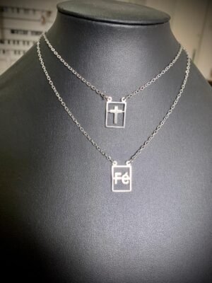 21.128 ESCAPULÁRIO DE AÇO CRUZ E FÉ