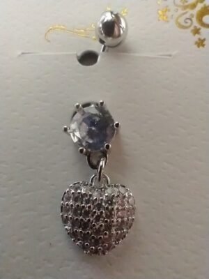 26.197 - PIERCING DE AÇO CORAÇÃO E PONTO DE LUZ