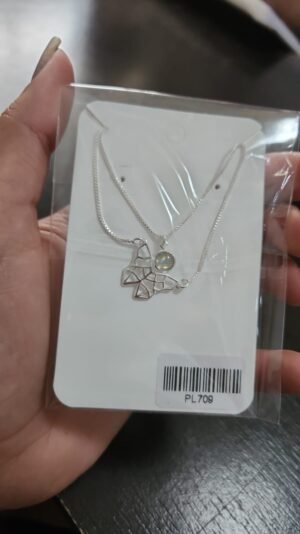 218.26 - COLAR DE PRATA BORBOLETA FRAGMENTADA COM PONTO DE LUA