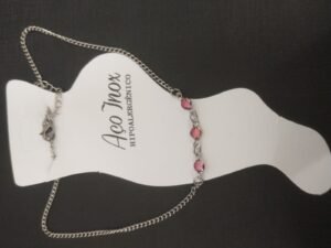 153.14 - TORNOZELEIRA DE AÇO 3 PONTOS DE LUZ REDONDO ROSA