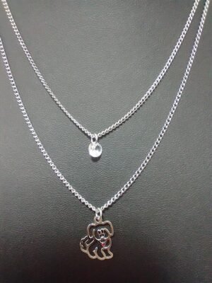 229.130 - COLAR DUPLO DE AÇO CACHORRO E PONTO DE LUZ