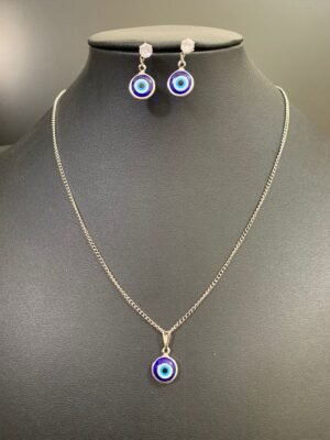 302.15- CONJUNTO DE AÇO COLAR E BRINCO OLHO GREGO