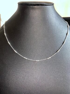 66.136 - CORRENTE DE PRATA BOLINHAS GRANDES E PEQUENAS 45CM 2.9G