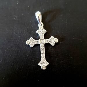 212.234 - PINGENTE DE PRATA CRUZ ZIRCONIA BOLINHAS NAS PONTAS