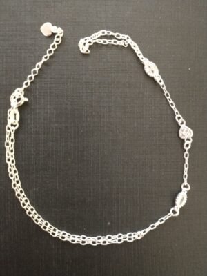 140.145 - PULSEIRA DE PRATA PONTO DE LUZ CORAÇÃO E OVAL BRILHANTE