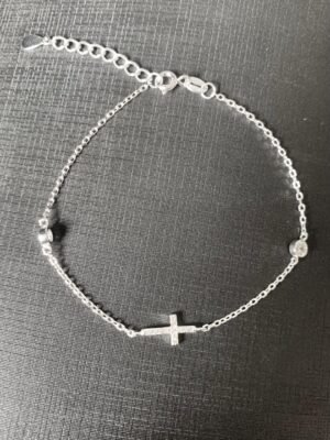 140.150 - PULSEIRA DE PRATA CRUZ BRILHANTE PONTOS DE LUZ