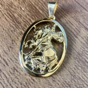 208.215 - PINGENTE BANHADO A OURO 18K SÃO JORGE OVAL 7.2G