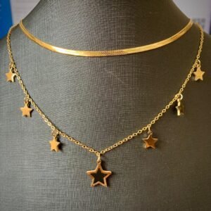 245.62 - COLAR DE AÇO DUPLA ESTRELAS