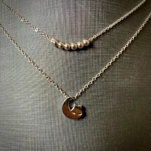 245.63 - COLAR DE AÇO DUPLA BOLINHAS NOITE