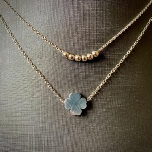 245.64 - COLAR DE AÇO DUPLA BOLINHAS TREVO