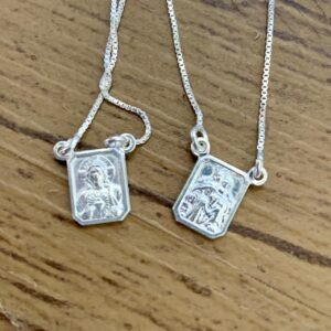 141.55 - ESCAPULARIO DE PRATA  FININHO NOSSA SENHORA DO CARMO E JESUS 3.0G