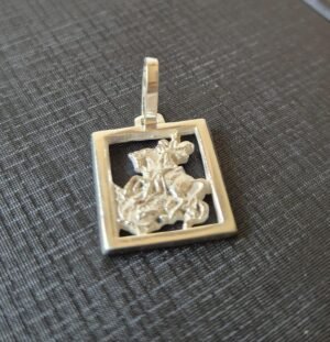 212.262 - PINGENTE DE PRATA QUADRO DE SÃO JORGE 2.8G